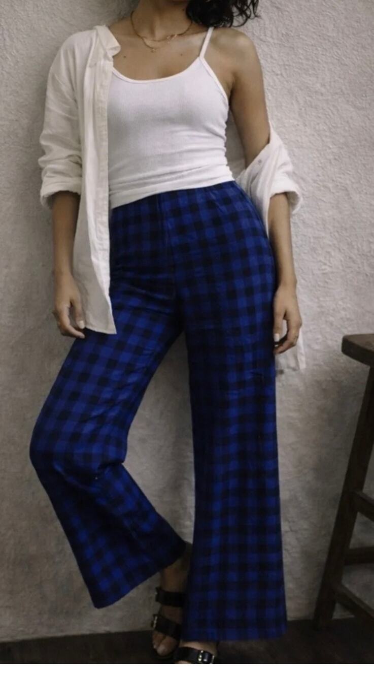 Anthropologie Maeve Checkered Pants High Rise Flared Plaid- Small